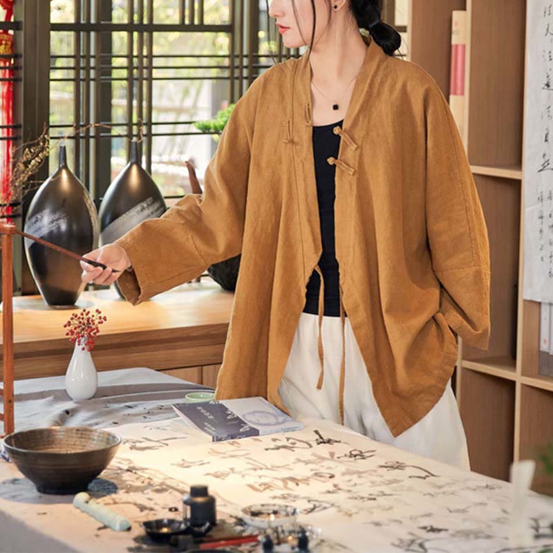 Breathable Ramie Loose-Fit Zen Meditation Jacket