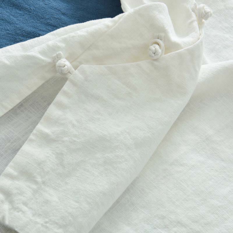 Ramie Linen Stand Collar Mindful Meditation Long Sleeve Shirt