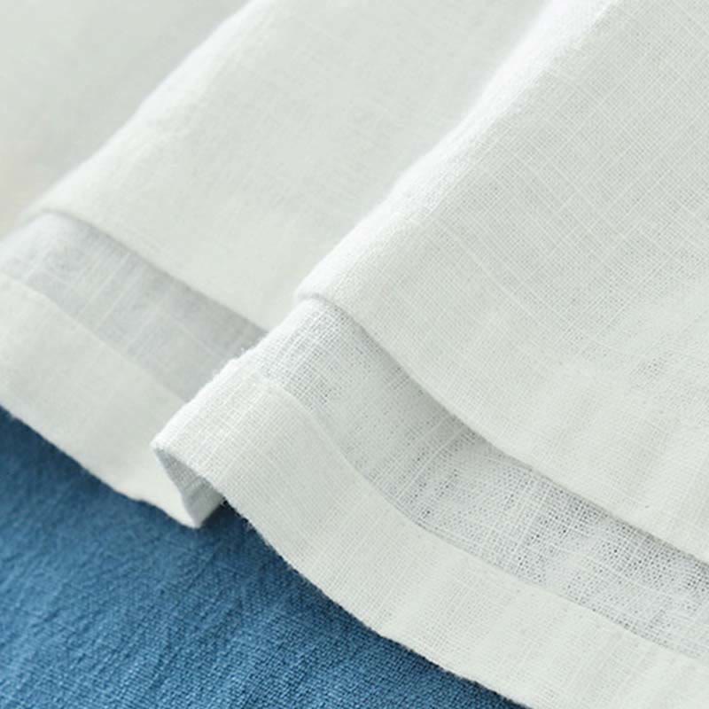 Ramie Linen Stand Collar Mindful Meditation Long Sleeve Shirt