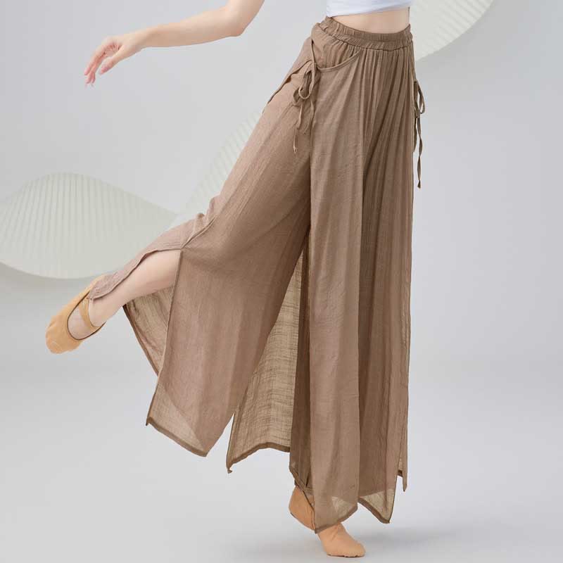Solid Color Loose Cotton Linen Wide Leg Pants For Yoga Classical Dance (Extra 35% Off | USE CODE: FS35)