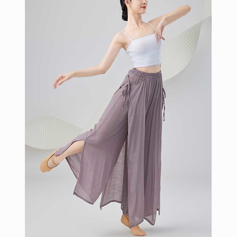 Solid Color Loose Cotton Linen Wide Leg Pants For Yoga Classical Dance (Extra 35% Off | USE CODE: FS35)