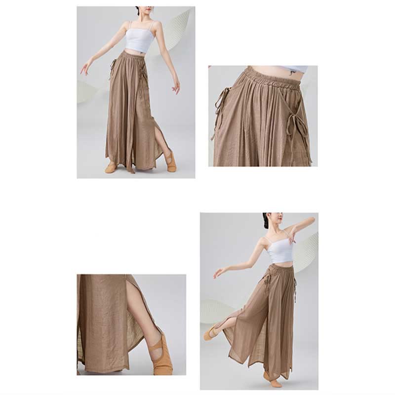 Solid Color Loose Cotton Linen Wide Leg Pants For Yoga Classical Dance (Extra 35% Off | USE CODE: FS35)