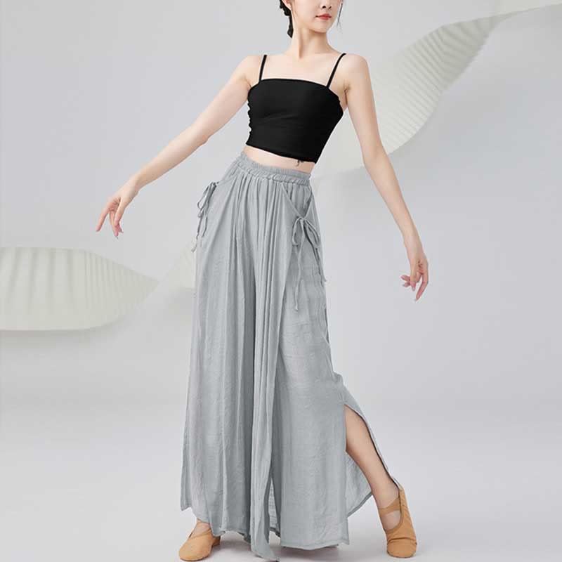 Solid Color Loose Cotton Linen Wide Leg Pants For Yoga Classical Dance (Extra 35% Off | USE CODE: FS35)