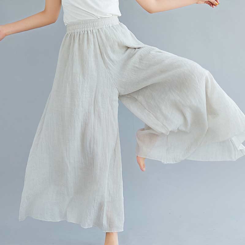 Women Casual Loose Cotton Linen Wide Leg Pants For Yoga Dance
