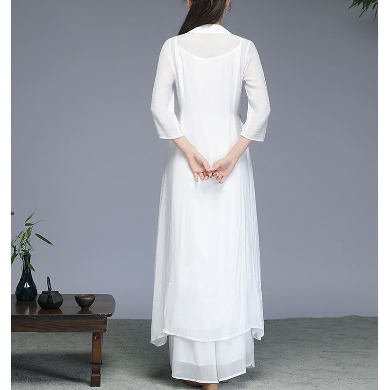 Cotton Linen Hanfu Style Wide Leg Meditation Apparel