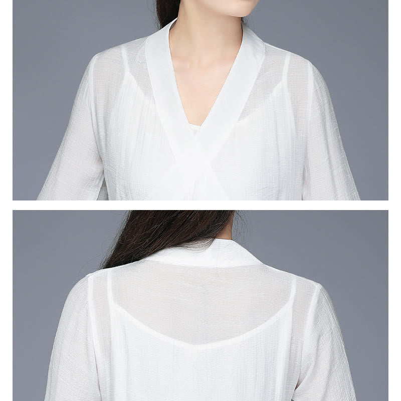 Cotton Linen Hanfu Style Wide Leg Meditation Apparel