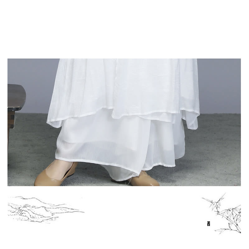 Cotton Linen Hanfu Style Wide Leg Meditation Apparel