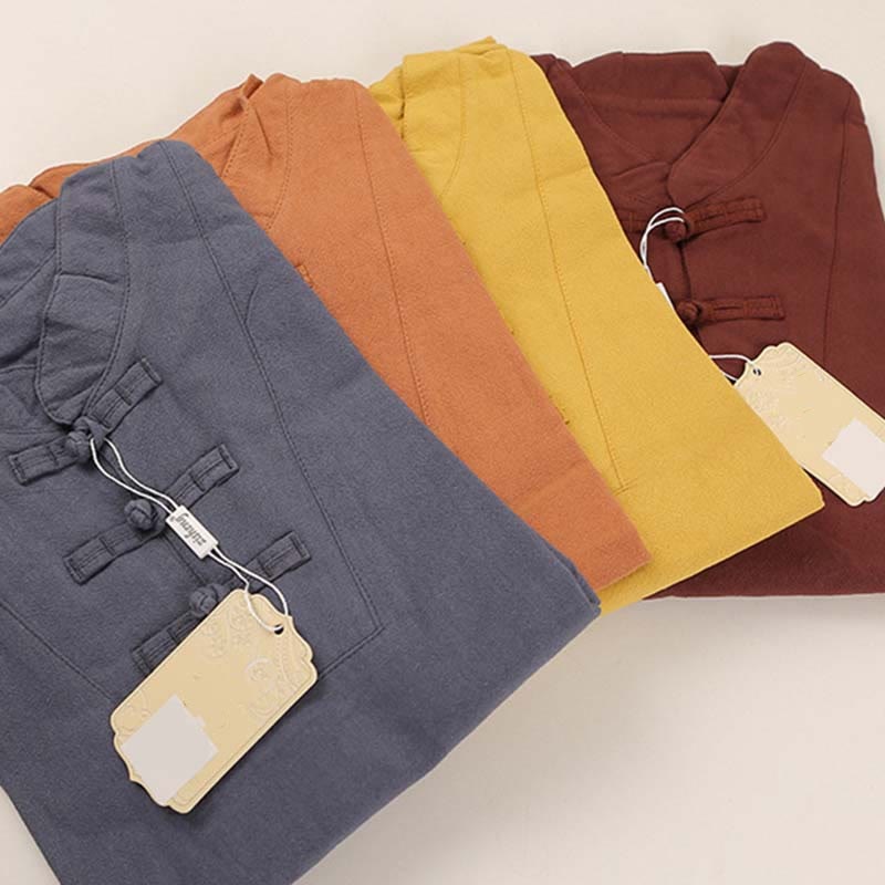 2Pcs Women's Short Sleeve Shirt Top T-Shirt Pants Meditation Zen Tai Chi Cotton Linen Clothing Set