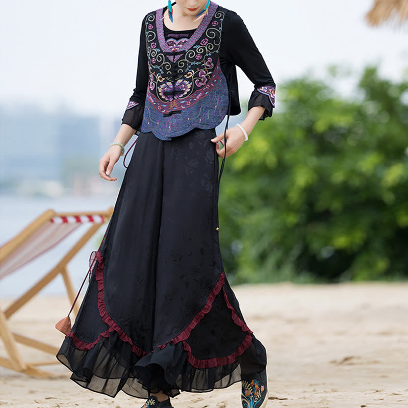 Vintage Frog-Button Embroidery Purple Flower Tang Suit Design Sleeveless Vest (Extra 30% Off | USE CODE: FS30)