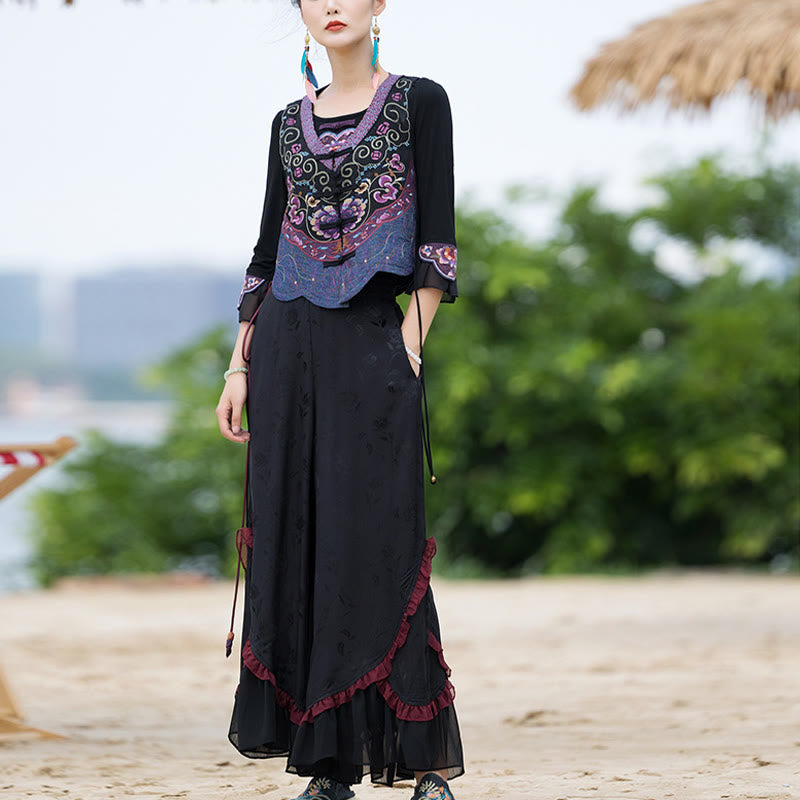 Vintage Frog-Button Embroidery Purple Flower Tang Suit Design Sleeveless Vest (Extra 30% Off | USE CODE: FS30)