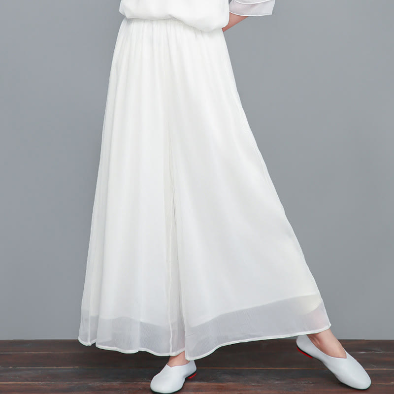 Embroidered Chiffon Zen Meditation Midi Dress and Pants