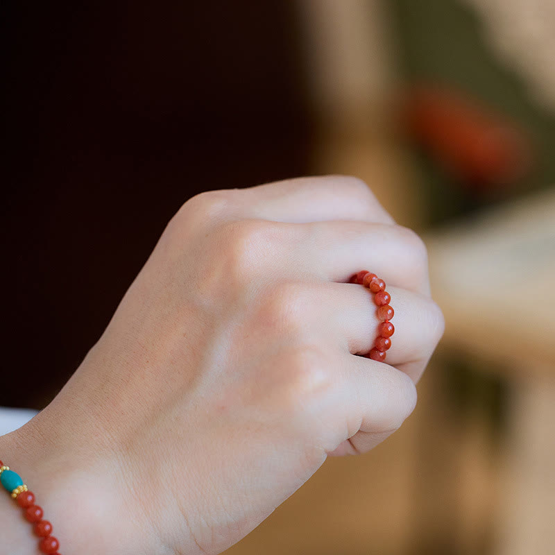 925 Sterling Silver Plated Gold Natural Red Agate Turquoise Confidence Bracelet Necklace Pendant Ring Set