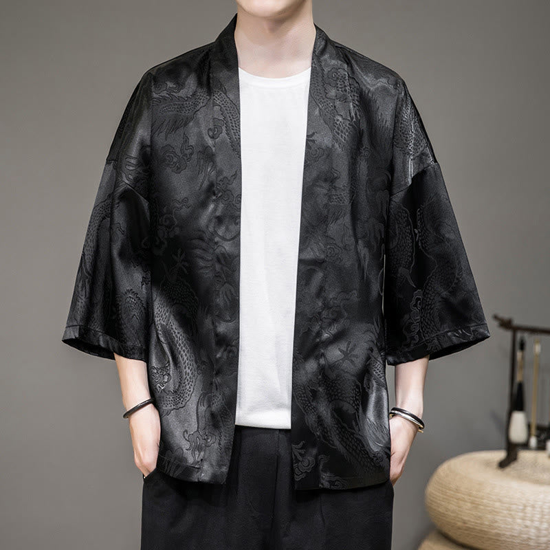 Chinese Dragon Open Front Jacket Men's Kimono