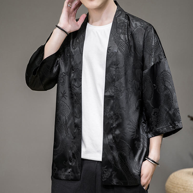 Chinese Dragon Open Front Jacket Men's Kimono