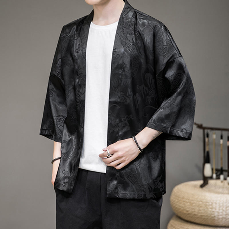 Chinese Dragon Open Front Jacket Men's Kimono