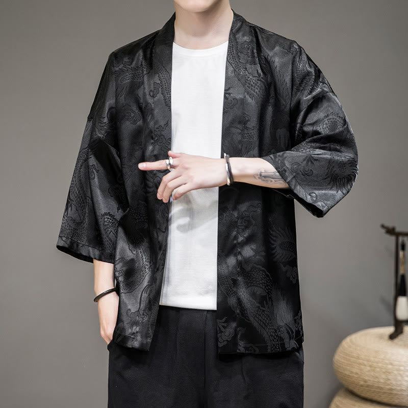 Chinese Dragon Open Front Jacket Men's Kimono