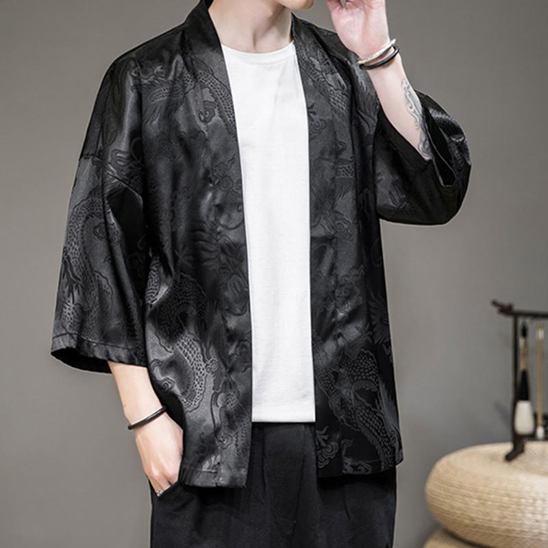 Chinese Dragon Open Front Jacket Men's Kimono