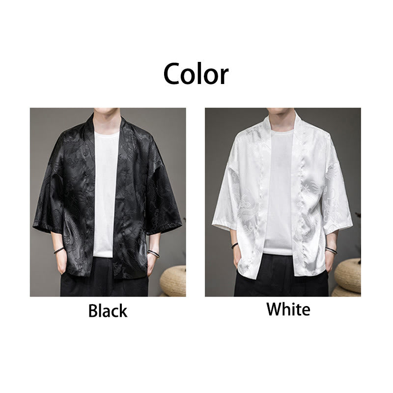 Chinese Dragon Open Front Jacket Men's Kimono
