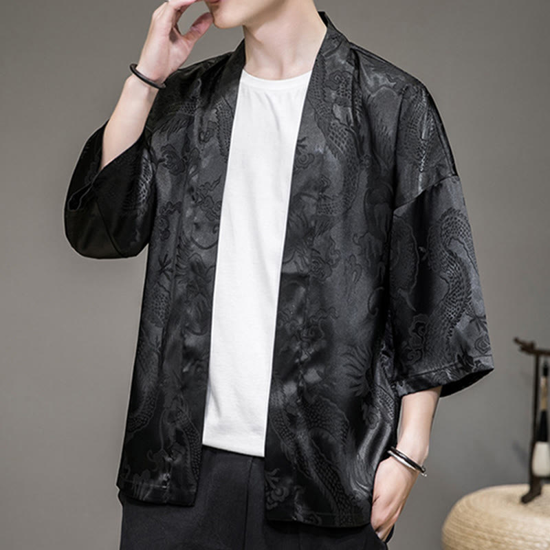 Chinese Dragon Open Front Jacket Men's Kimono