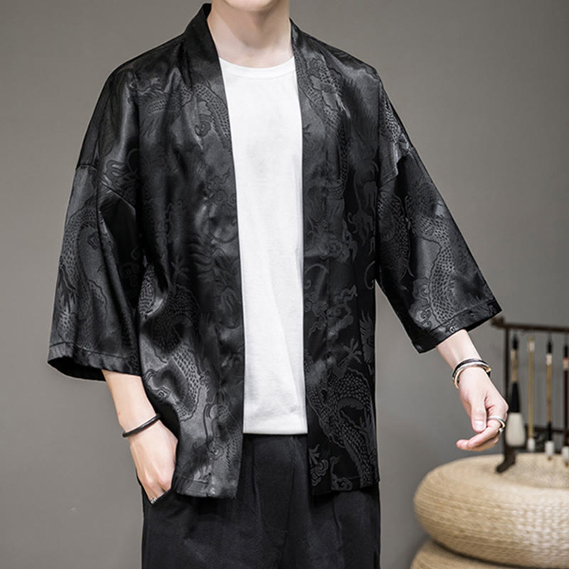 Chinese Dragon Open Front Jacket Men's Kimono