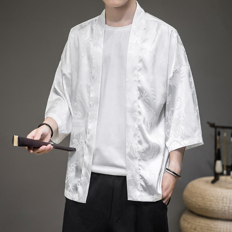 Chinese Dragon Open Front Jacket Men's Kimono