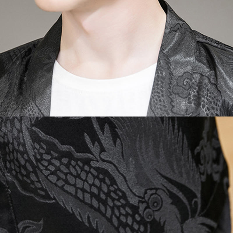 Chinese Dragon Open Front Jacket Men's Kimono