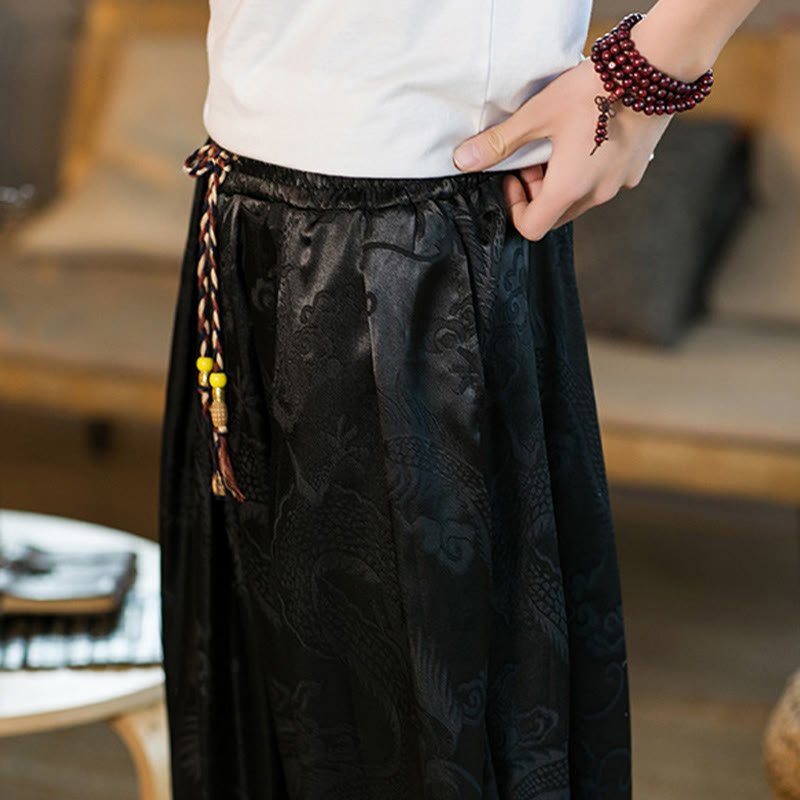 Dragon Pattern Loose Men's Harem Pants With Pockets