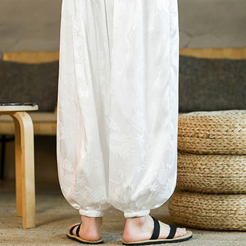 Dragon Pattern Loose Men's Harem Pants With Pockets