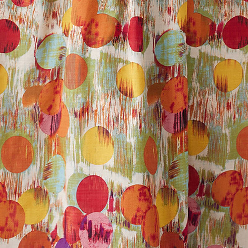 Orange Green Colorful Polka Dots Midi Dress Cotton Half Sleeve Tunic Dress With Pockets