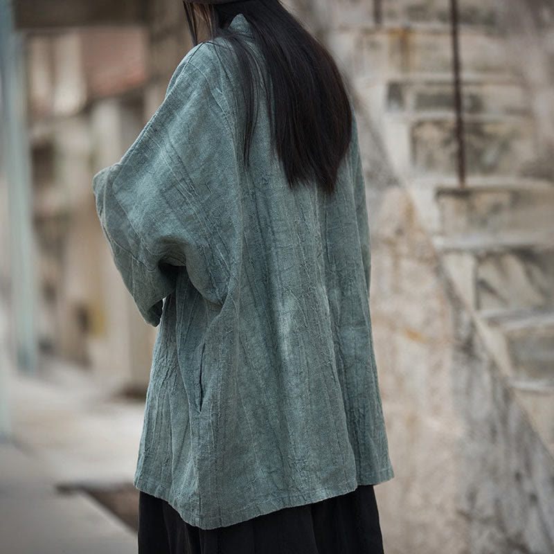 Tie Dye Lace-up Design Coat Zen Meditation Open Front Top Jacket