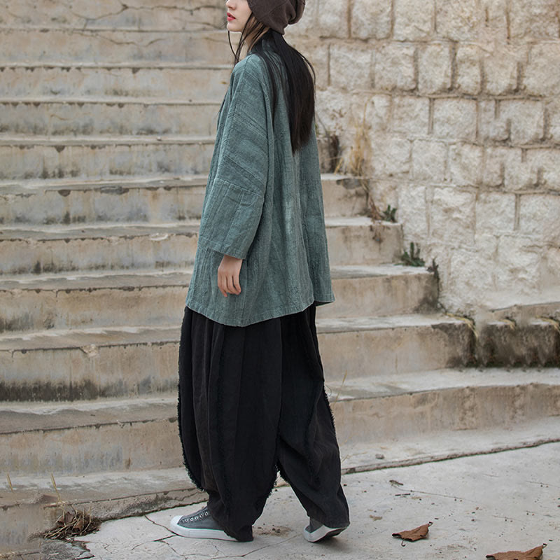 Tie Dye Lace-up Design Coat Zen Meditation Open Front Top Jacket