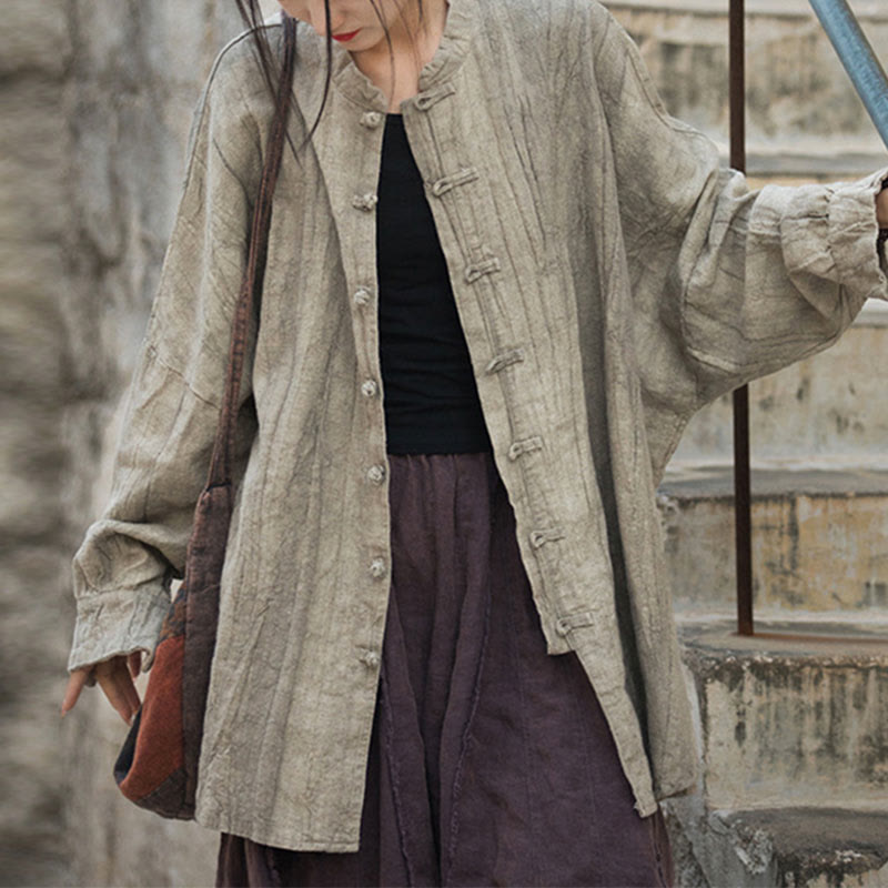 Tie Dye Frog-Button Long Sleeve Zen Meditation Open Front Jacket