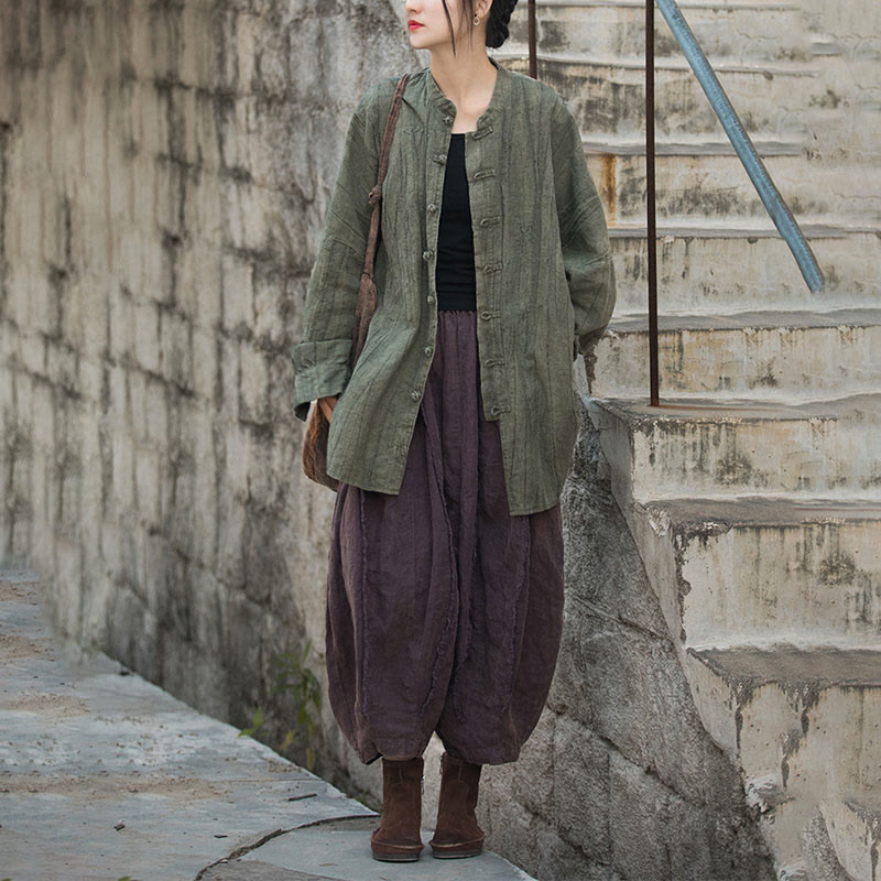 Tie Dye Frog-Button Long Sleeve Zen Meditation Open Front Jacket