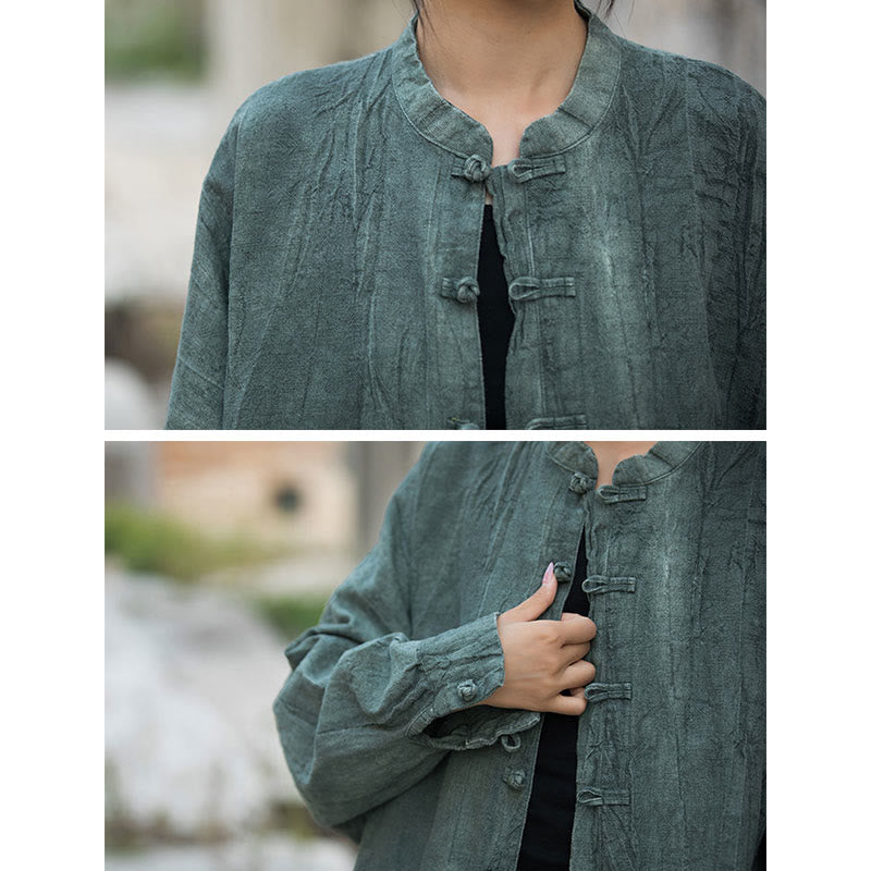 Tie Dye Frog-Button Long Sleeve Zen Meditation Open Front Jacket