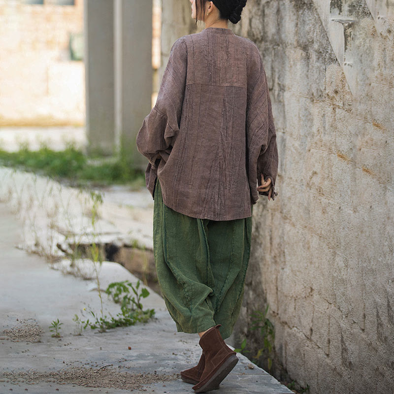 Tie Dye Frog-Button Long Sleeve Zen Meditation Open Front Jacket