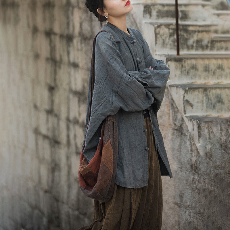 Tie Dye Frog-Button Long Sleeve Zen Meditation Open Front Jacket