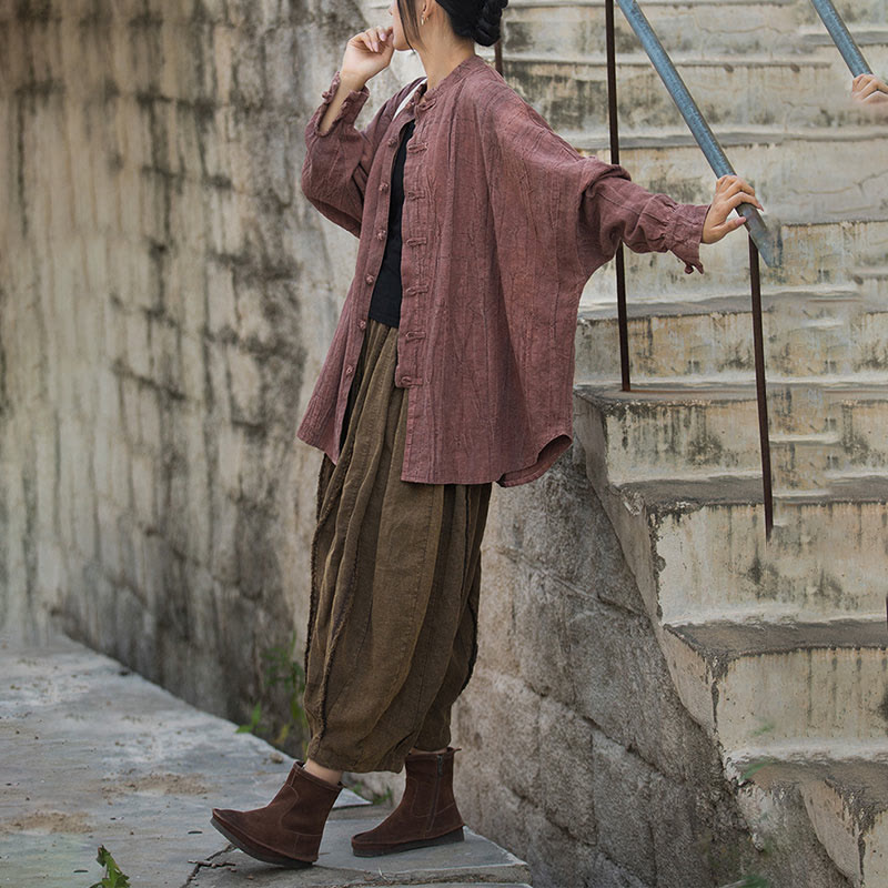 Tie Dye Frog-Button Long Sleeve Zen Meditation Open Front Jacket