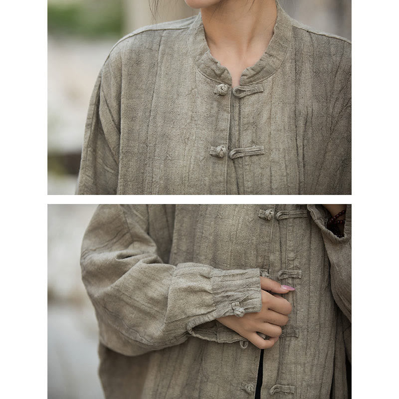 Tie Dye Frog-Button Long Sleeve Zen Meditation Open Front Jacket