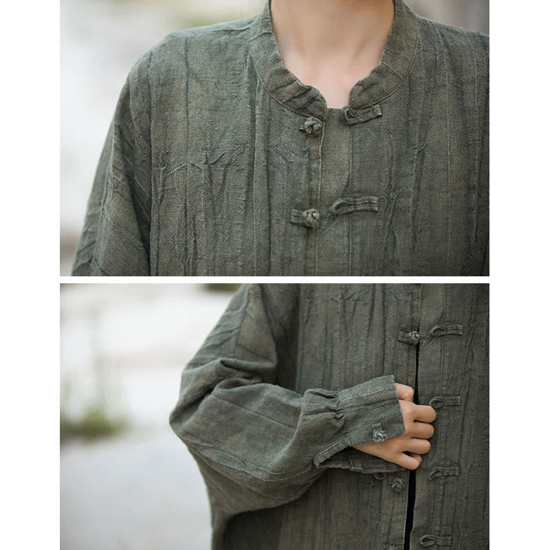 Tie Dye Frog-Button Long Sleeve Zen Meditation Open Front Jacket