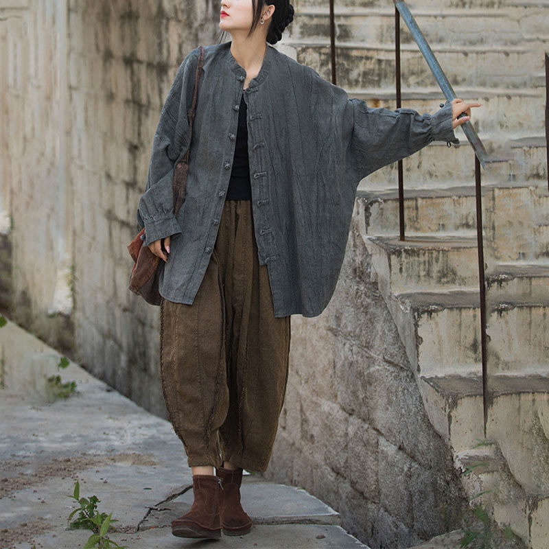 Tie Dye Frog-Button Long Sleeve Zen Meditation Open Front Jacket