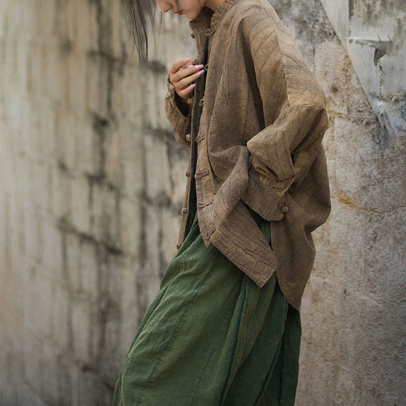 Tie Dye Frog-Button Long Sleeve Zen Meditation Open Front Jacket