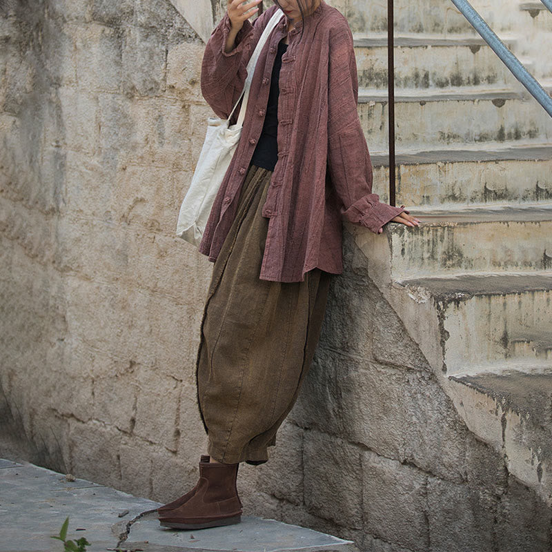 Tie Dye Frog-Button Long Sleeve Zen Meditation Open Front Jacket