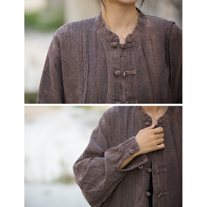 Tie Dye Frog-Button Long Sleeve Zen Meditation Open Front Jacket