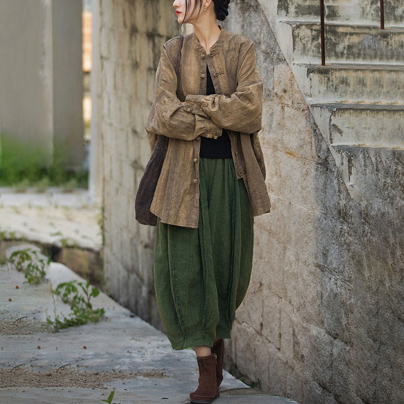 Tie Dye Frog-Button Long Sleeve Zen Meditation Open Front Jacket