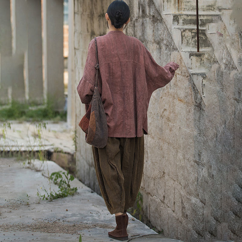 Tie Dye Frog-Button Long Sleeve Zen Meditation Open Front Jacket