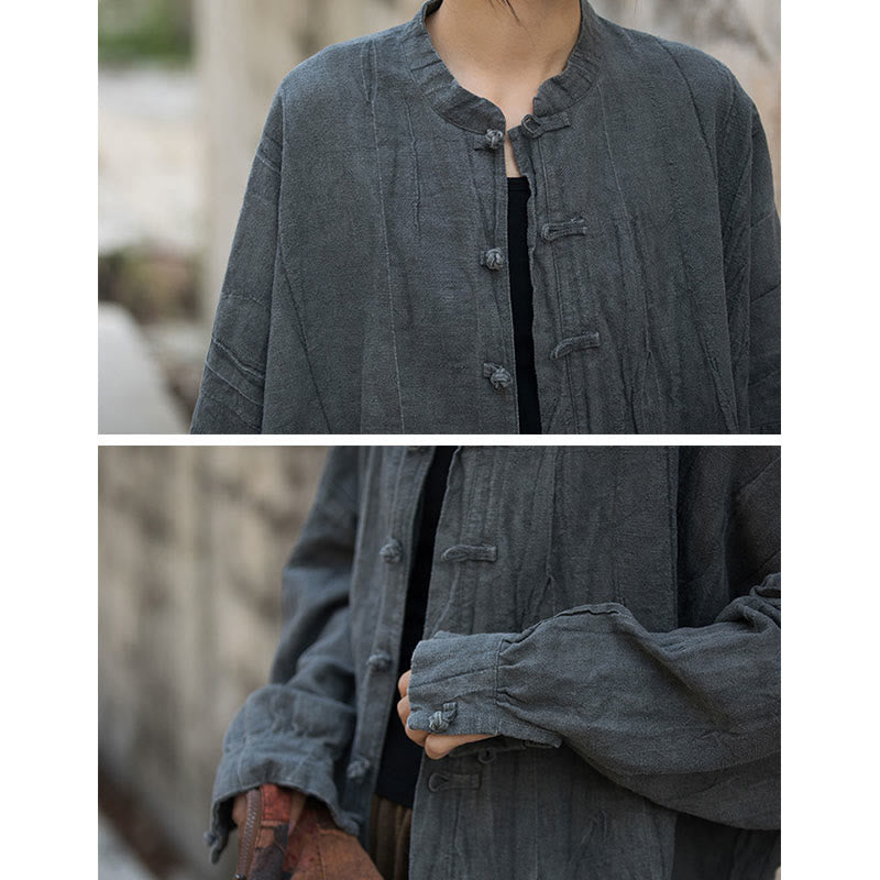 Tie Dye Frog-Button Long Sleeve Zen Meditation Open Front Jacket