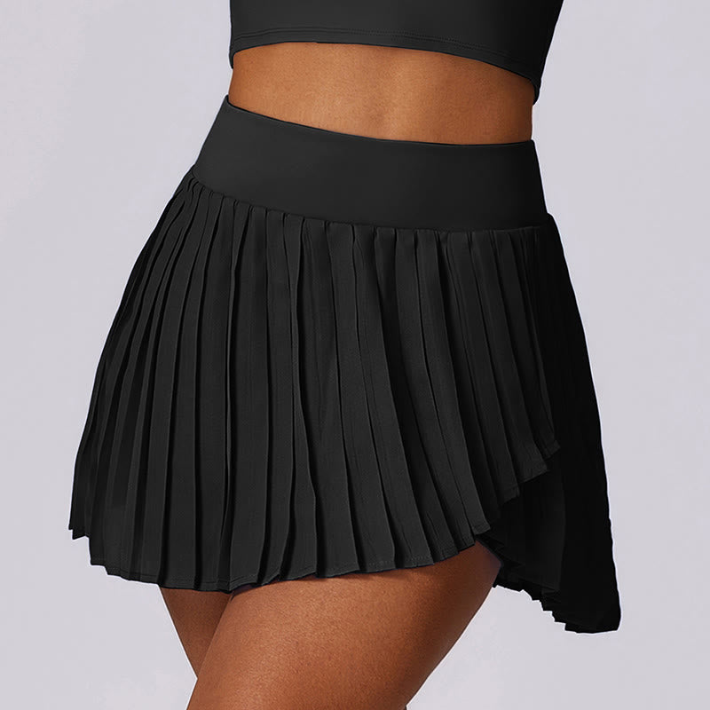 Polo Collar Crop Tank Top Tennis Skirts Pleated Shorts With Pocket Sports Yoga Outfits