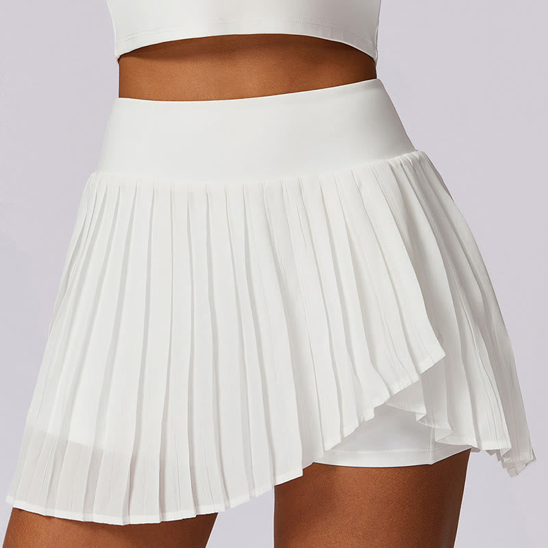 Polo Collar Crop Tank Top Tennis Skirts Pleated Shorts With Pocket Sports Yoga Outfits