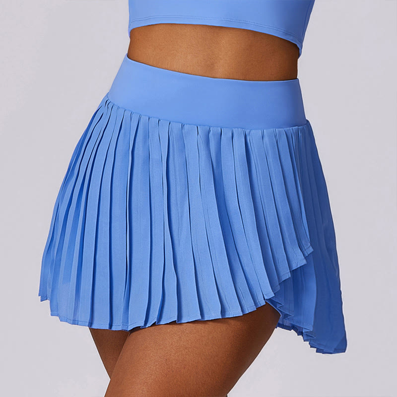 Polo Collar Crop Tank Top Tennis Skirts Pleated Shorts With Pocket Sports Yoga Outfits