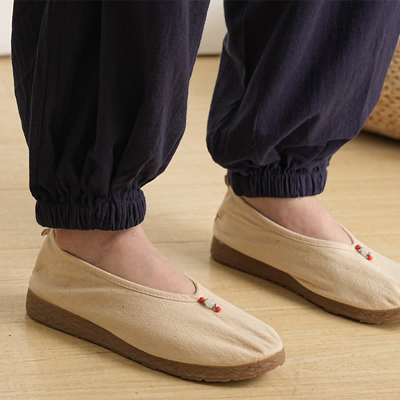 2Pcs V-Neck Three Quarter Sleeve Shirt Top Pants Meditation Zen Tai Chi Cotton Linen Clothing Women's Set